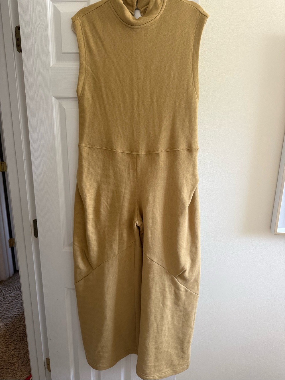 Free People Sleeveless Mustard Mock-Neck Jumpsuit